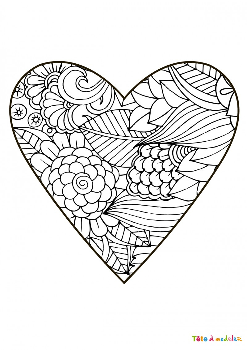 Coloriage Coeur #01 - Un Coloriage De Tête À Modeler Avec dedans Coeur À Imprimer 