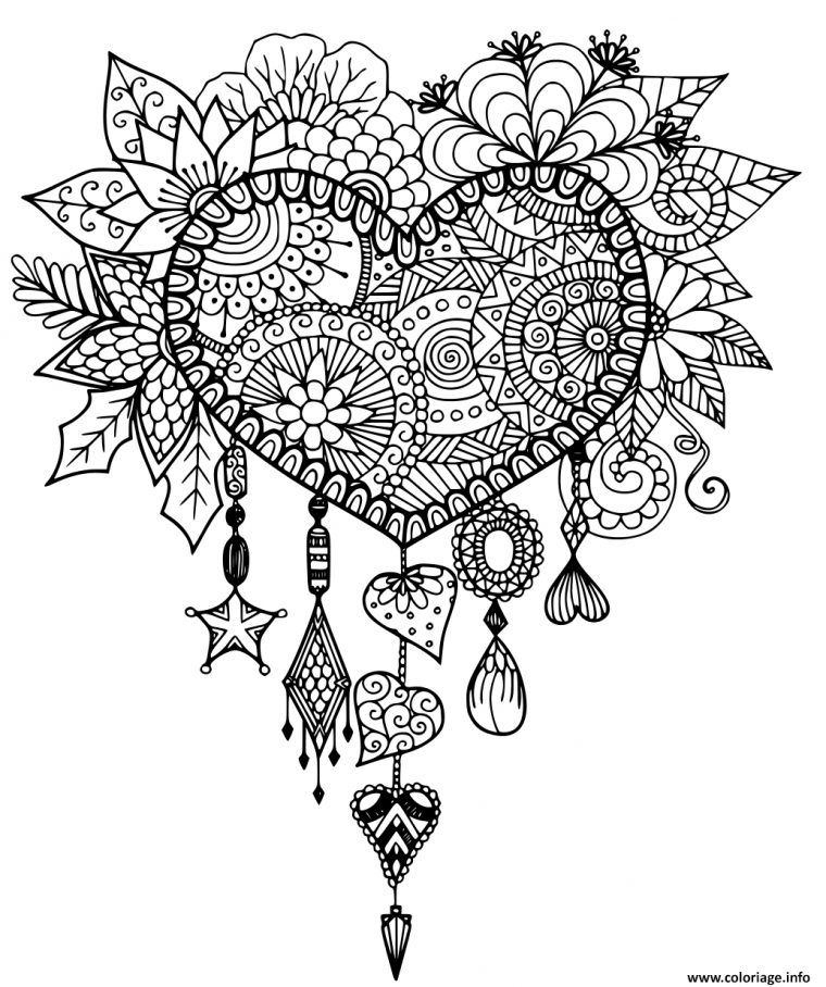 Coloriage Coeur Adulte Saint Valentin Zentangle Dessin dedans Dessin A Colorier Pour Adulte