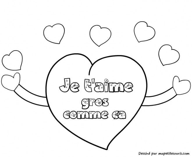 Coloriage Coeur Je Taime Gros Comme Ça Dessin Gratuit À destiné Coloriage De Maman Je T Aime 