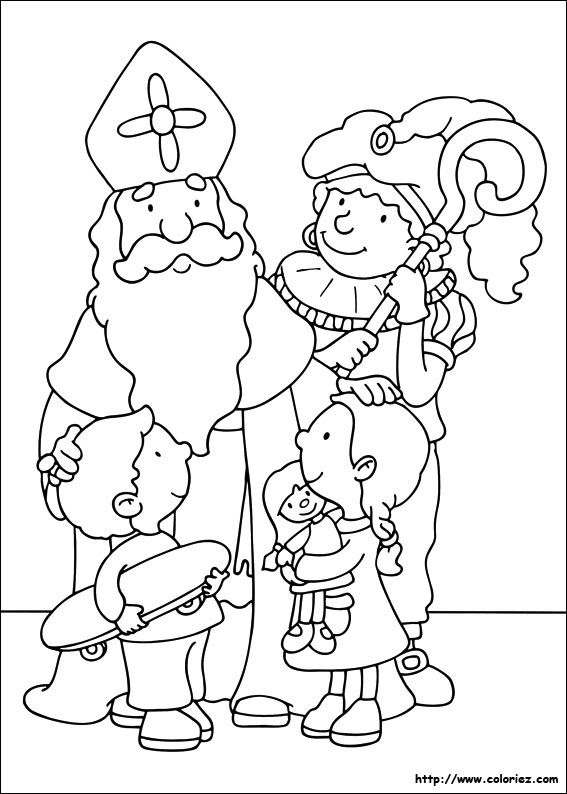 Coloriage – Coloriage De La Tournée De Saint Nicolas intérieur Coloriage Saint Nicolas