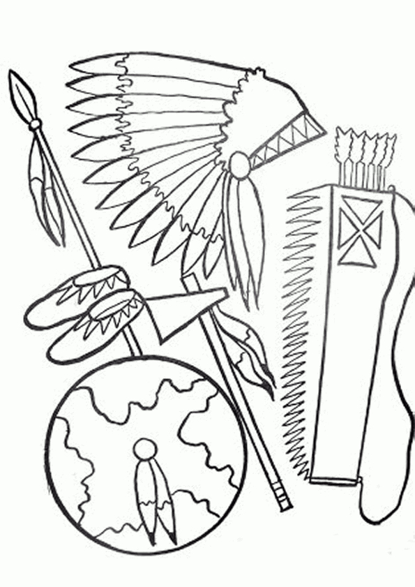 Coloriage Costume D&amp;#039;Indien avec Dessin Indien 