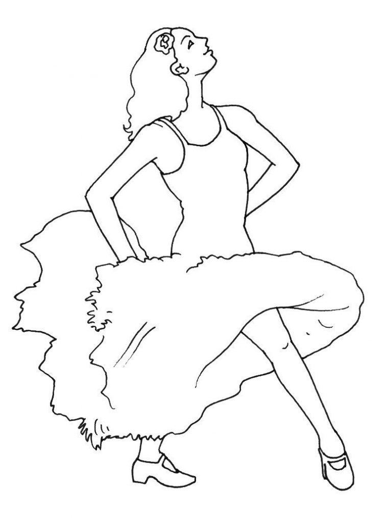 Coloriage Danseuse 6 – Coloriage Danseuses – Coloriages intérieur Danseuse Dessin