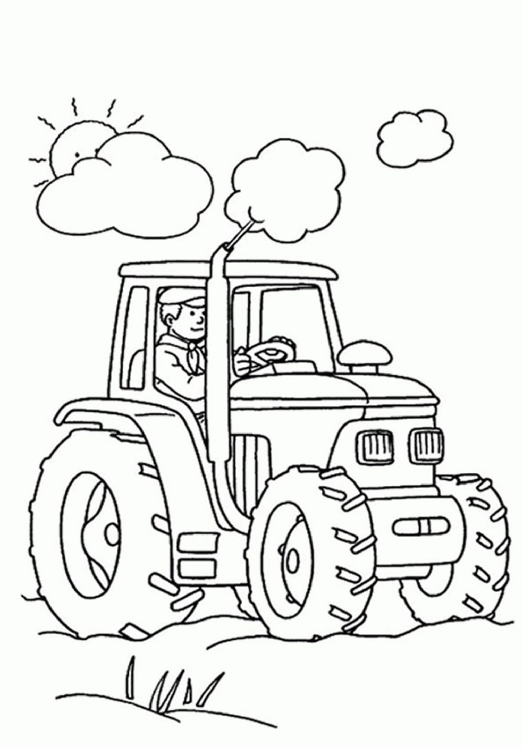 Coloriage De Ferme Pour Enfants – Coloriage Sur La Ferme à Dessin Animé Avec Tracteur