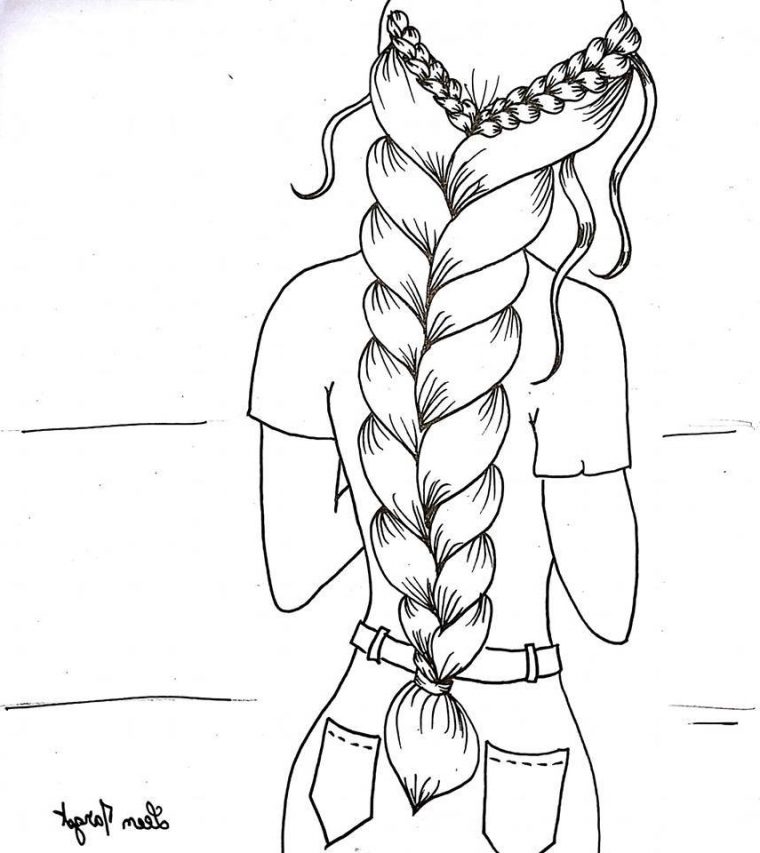 Coloriage De Fille Élégant Stock Longue Tresse Jeux De dedans Jeux De Coloriage Fille