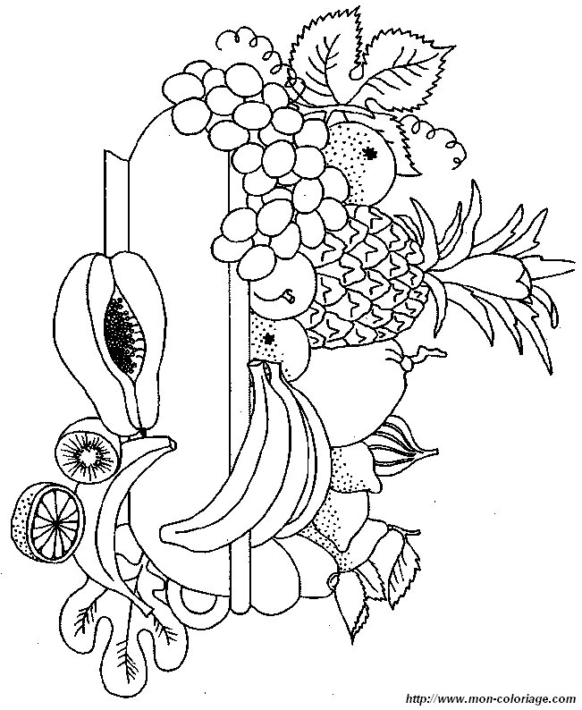 Coloriage De Fruits, Dessin Coupe Fruits À Colorier avec Coloriage Fruits Exotiques