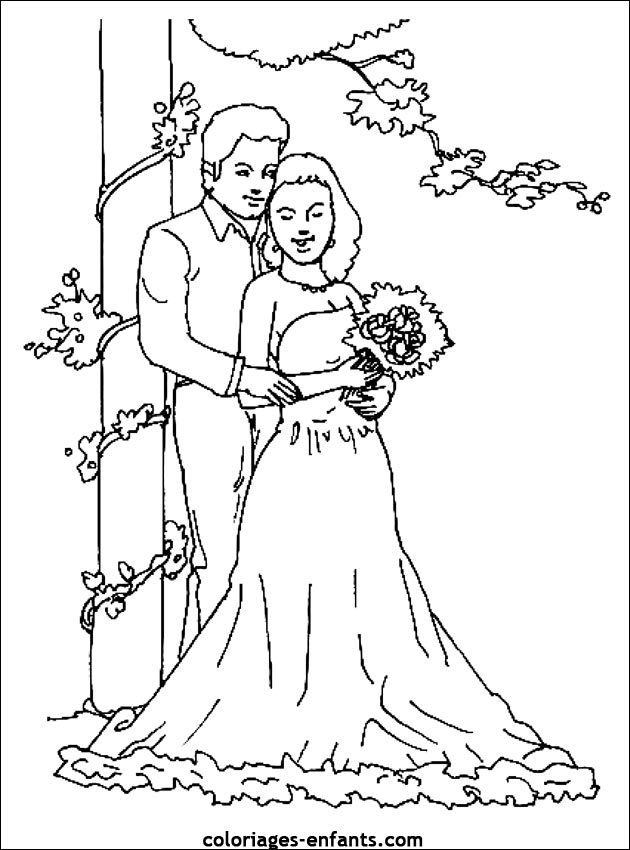 Coloriage De Mariage À Imprimer Sur Coloriages-Enfants tout Dessin Mariée 