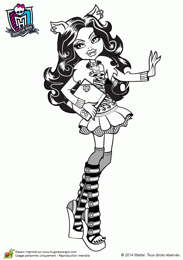 Coloriage De Monster High, Une Tenue Chic Pour Clawdeen destiné Dessin À Imprimer Monster High