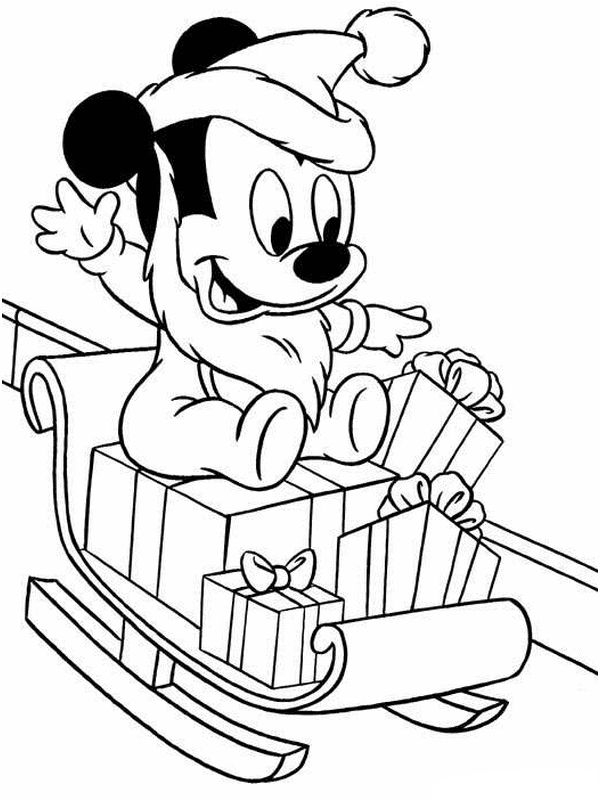 Coloriage De Noël, Dessin Mickey Sur Une Luge À Colorier intérieur Dessin Sur Ordinateur A Colorier