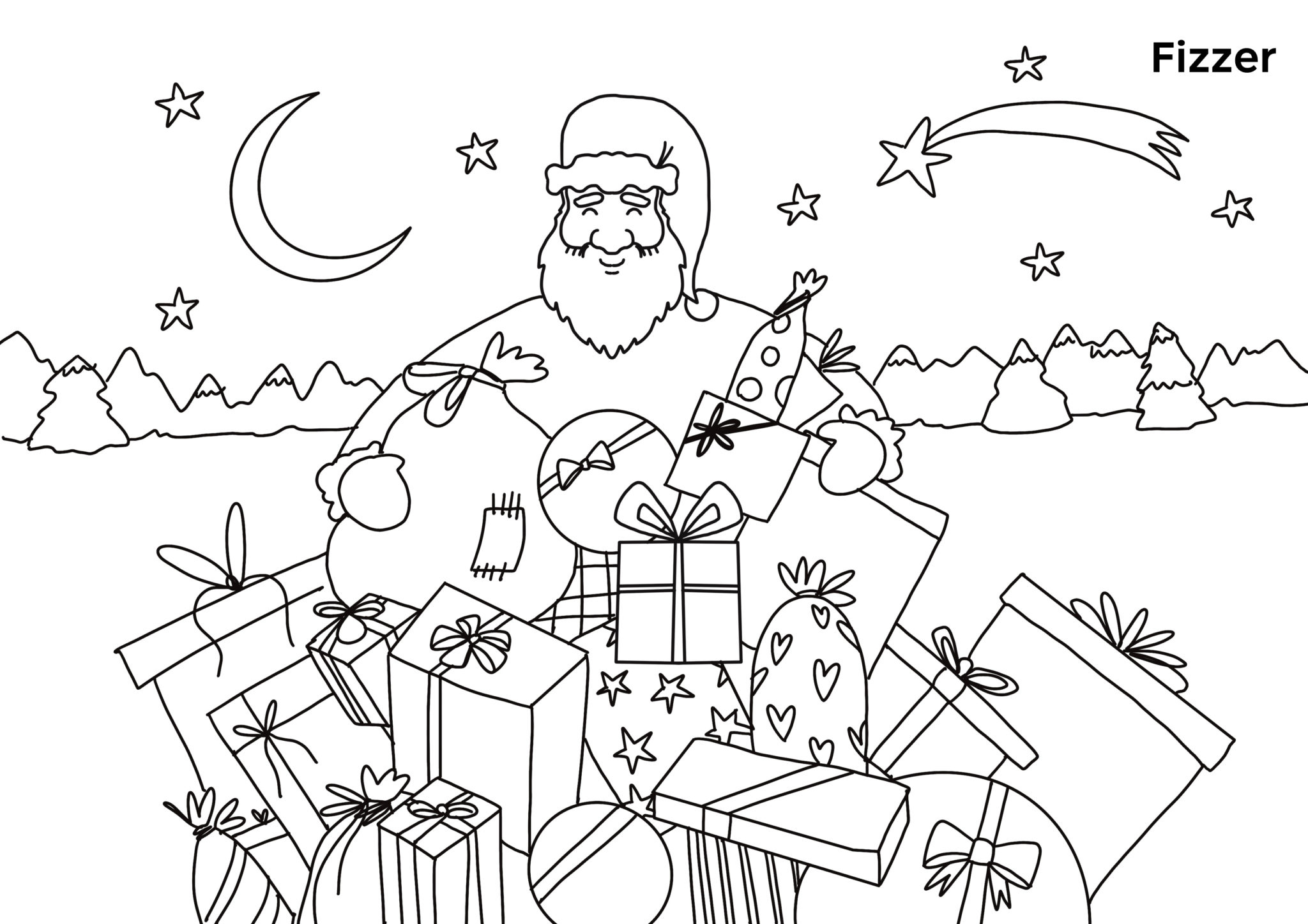 Coloriage De Noël Féérique À Imprimer Pour Enfants  Fizzer intérieur Coloriage Gratuit De Noel A Imprimer 