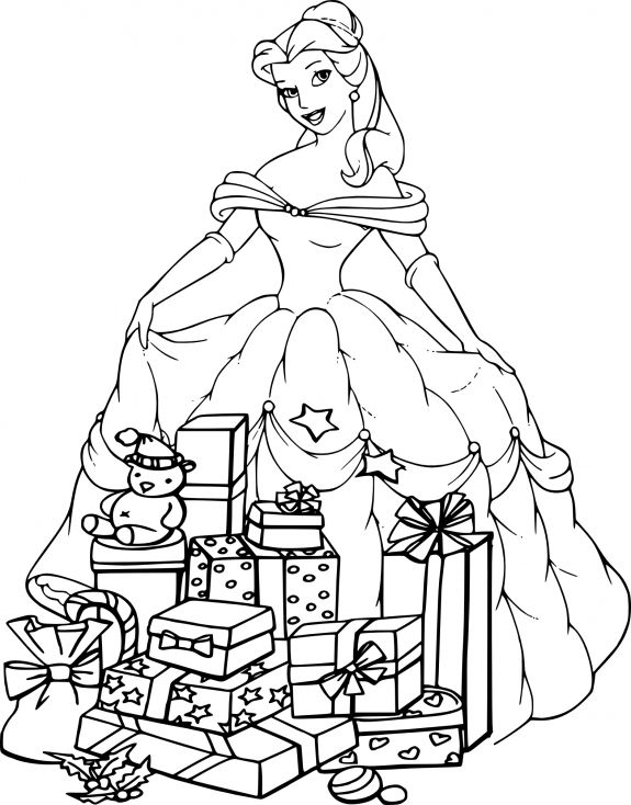 Coloriage De Noël Princesse Belle  Coloriage À Imprimer serapportantà Coloriage Princesse Disney 