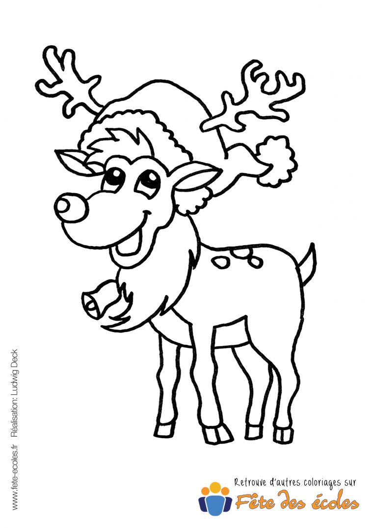 Coloriage De Rudolphe Le Renne serapportantà Coloriages Noel