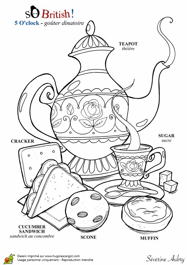 Coloriage De Théière Anglais - Hugolescargot # destiné Colorier En Anglais 