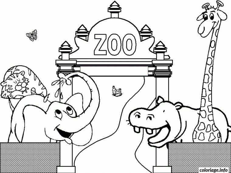 Coloriage Dessin Animaux Zoo Plein D Animaux Dessin à Images Animaux À Imprimer