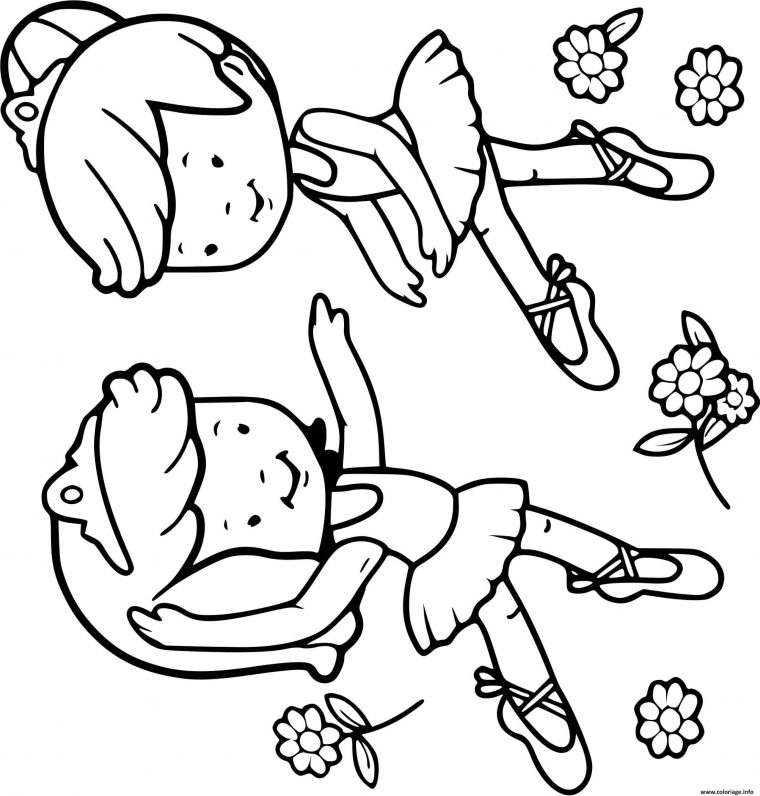 Coloriage Deux Filles Font Du Ballet Dessin Enfants À Imprimer pour Coloriage Fille