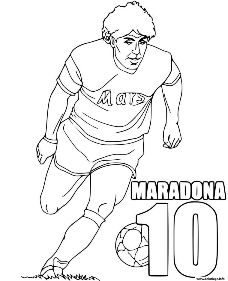 Coloriage Diego Armando Maradona Footballeur Argentin avec Dessin De Footballeur