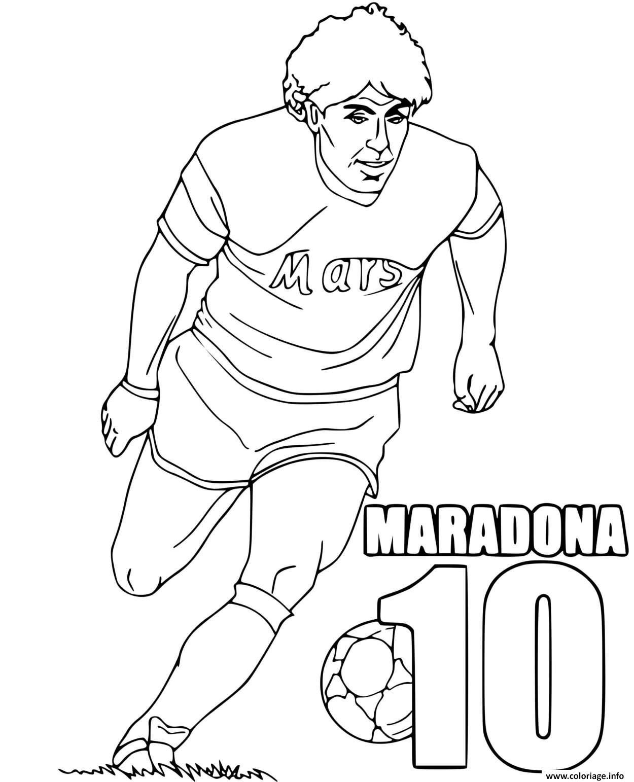 Coloriage Diego Armando Maradona Footballeur Argentin avec Dessin De Footballeur 