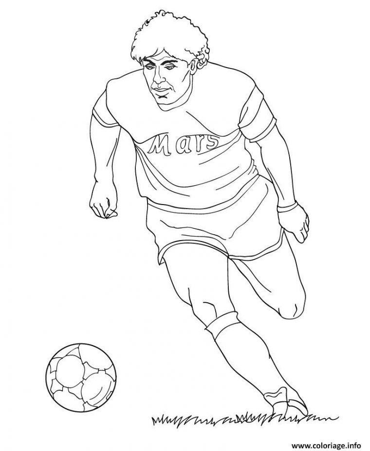 Coloriage Diego Maradona Joueur De Foot Dessin Foot À Imprimer pour Coloriage Gardien De Foot