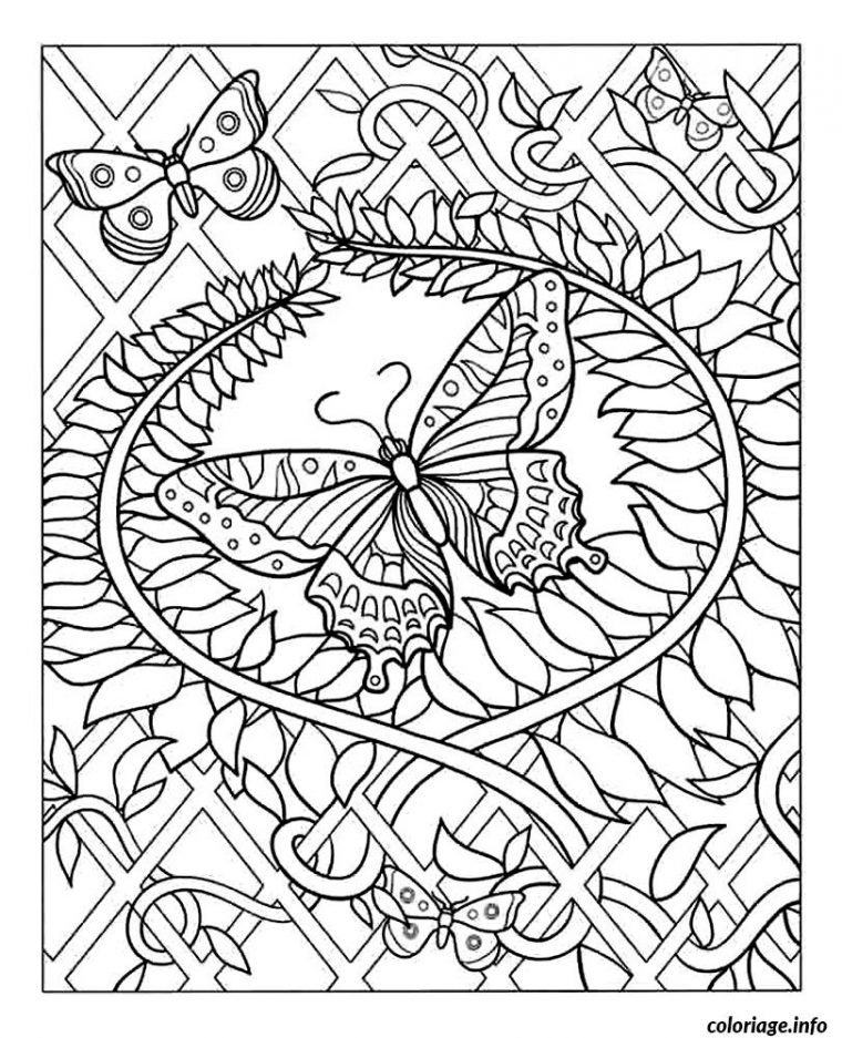 Coloriage Difficile Adulte Papillon Dessin Difficile À serapportantà Coloriages Adultes Gratuits