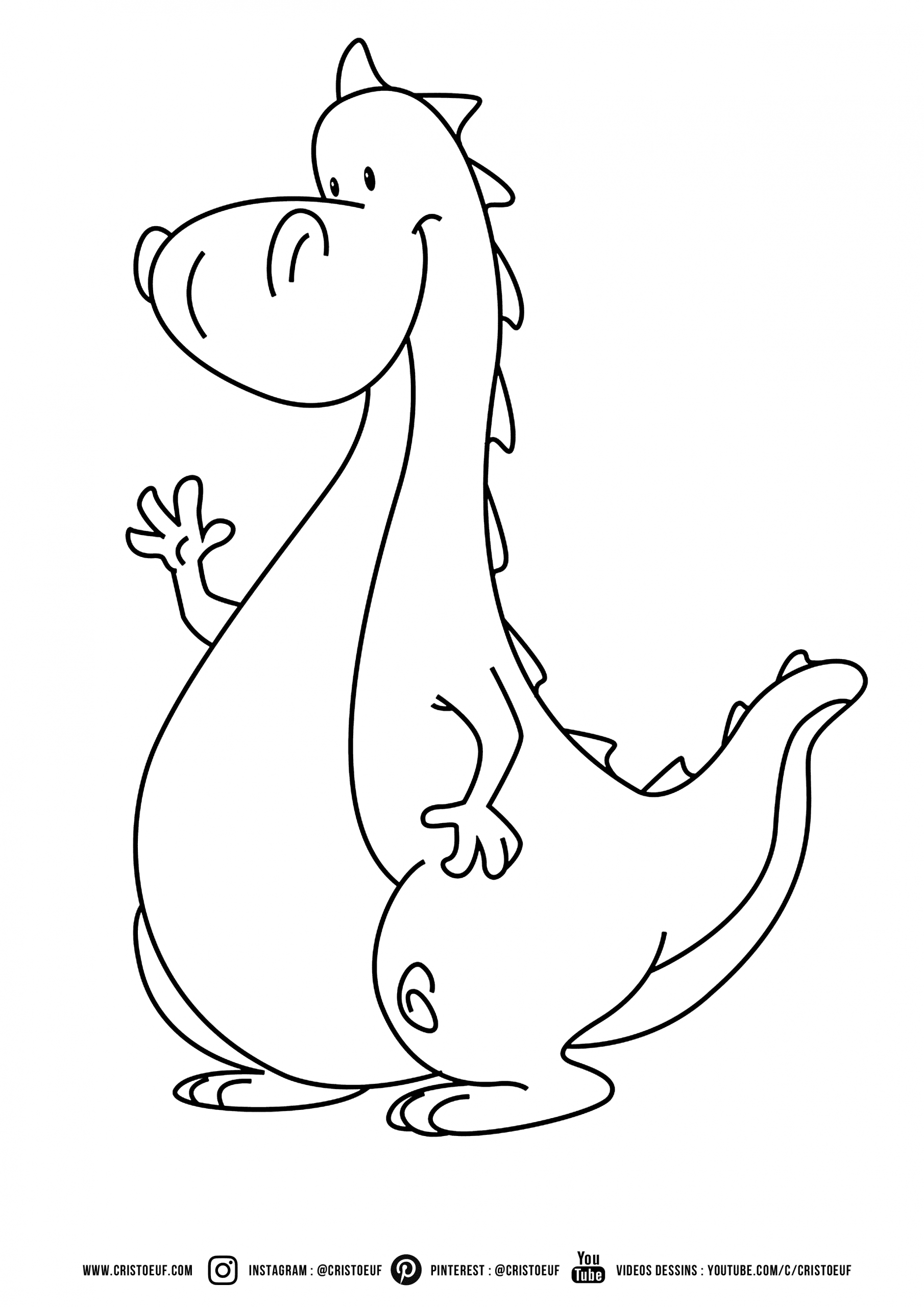 #Coloriage #Dinosaur #Cute #Cartoon #Nice #Dinosaure #Dino encequiconcerne Dessin Dinosaure 