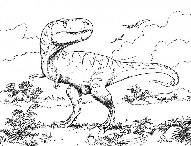 Coloriage Dinosaure Tyrex Au Crayon Dessin Gratuit À Imprimer avec Dessin De Dinosaure À Imprimer Gratuit 