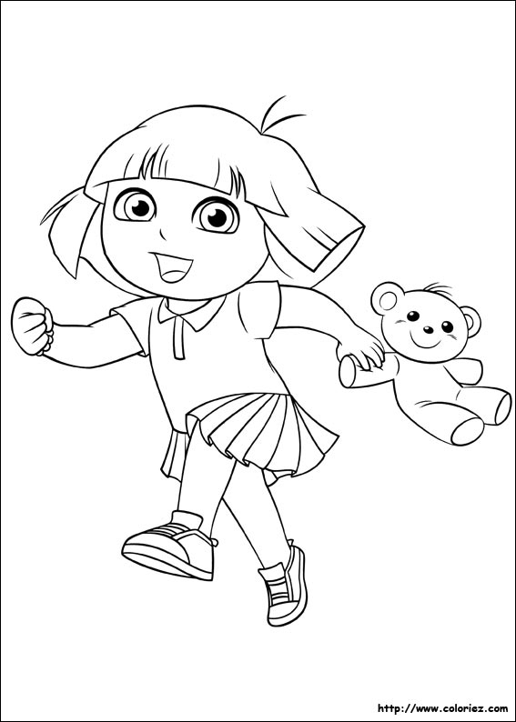 Coloriage - Dora Et Teddy serapportantà Dora Dessin