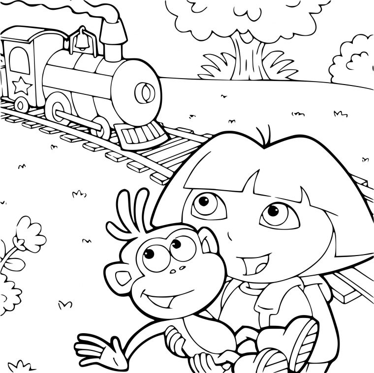 Coloriage Dora Et Un Train À Imprimer intérieur Dora À Imprimer