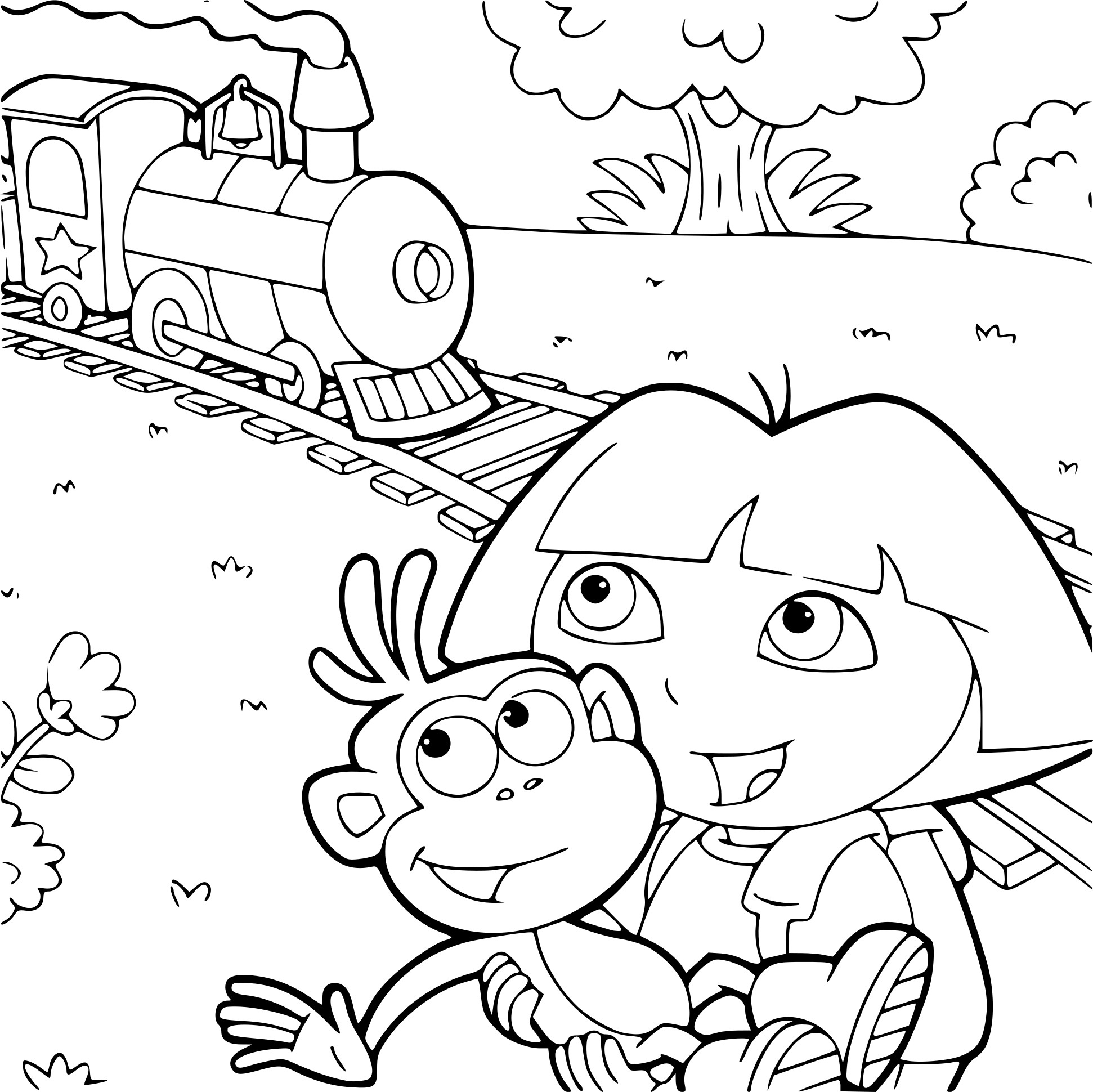 Coloriage Dora Et Un Train À Imprimer intérieur Dora À Imprimer 