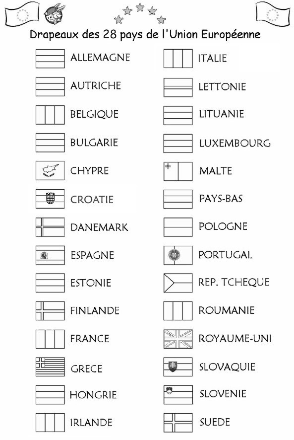 Coloriage Drapeau De L&amp;#039;Union Européenne Dessin Gratuit À à Coloriage De Drapeau À Imprimer 