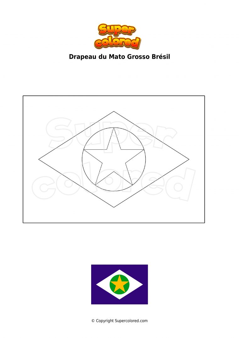 Coloriage Drapeau Du Mato Grosso Brésil – Supercolored encequiconcerne Coloriage Bresil