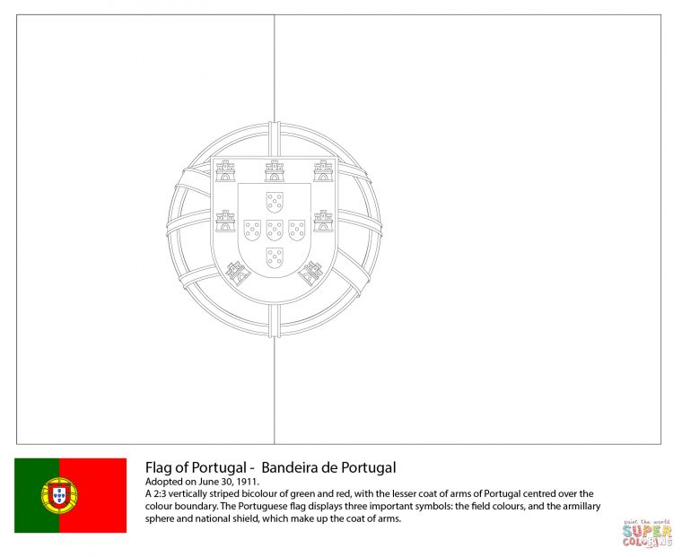 Coloriage – Drapeau Du Portugal  Coloriages À Imprimer serapportantà Portugal Dessin