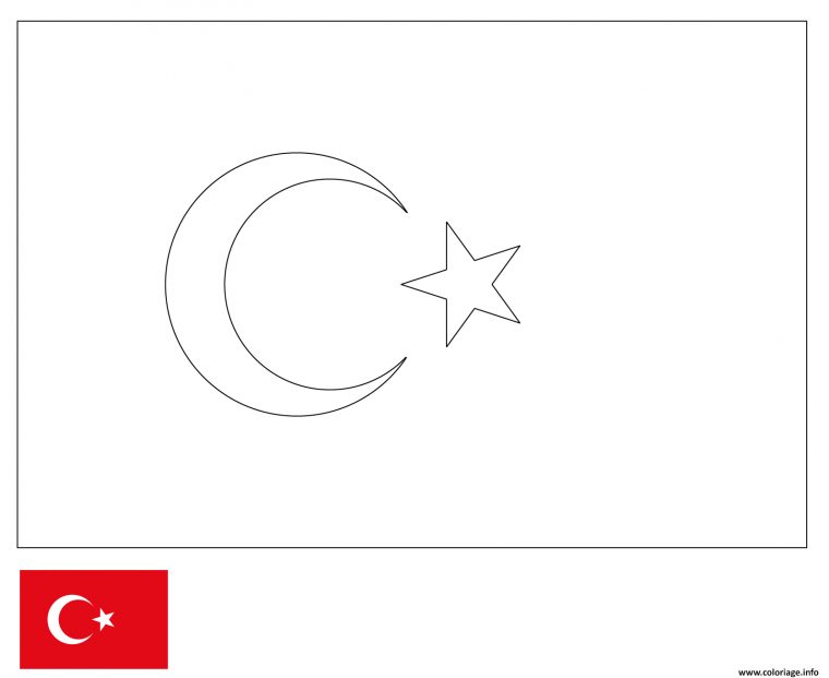 Coloriage Drapeau Turquie Dessin avec Drapeaux A Colorier