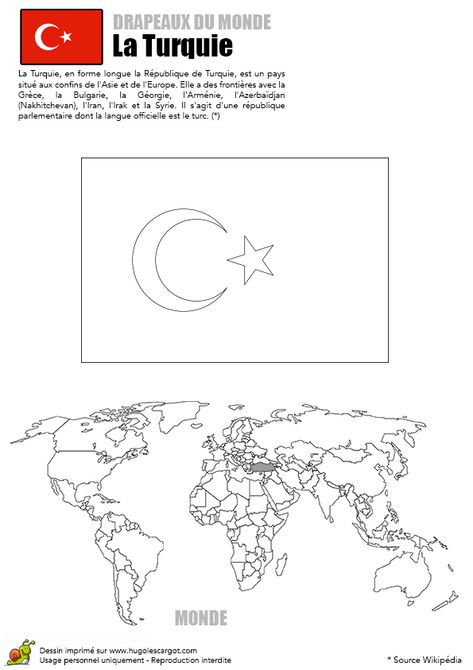 Coloriage Du Drapeau De La Turquie  Drapeaux Du Monde destiné Coloriage De Drapeau Du Monde 