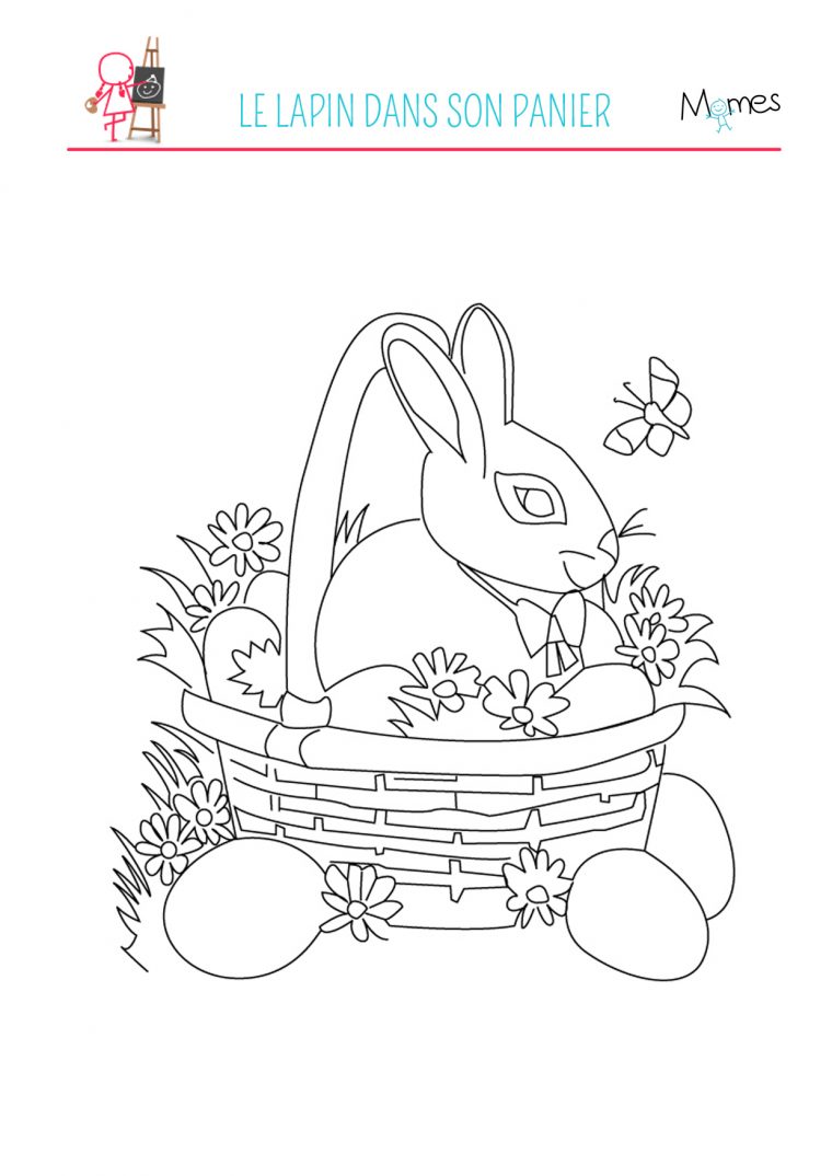 Coloriage Du Lapin De Pâques  Momes avec Dessin De Petit Lapin