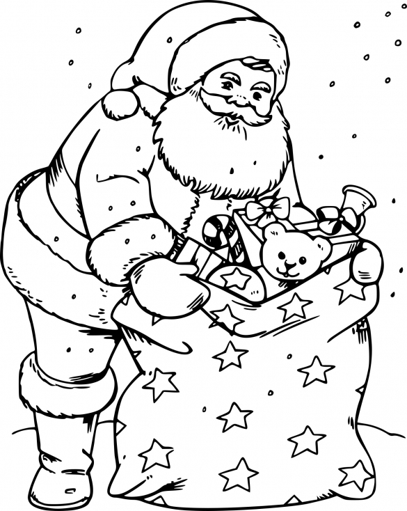 Coloriage Du Père Noël Avec Les Cadeaux À Imprimer Sur avec Pere Noel Dessin A Colorier