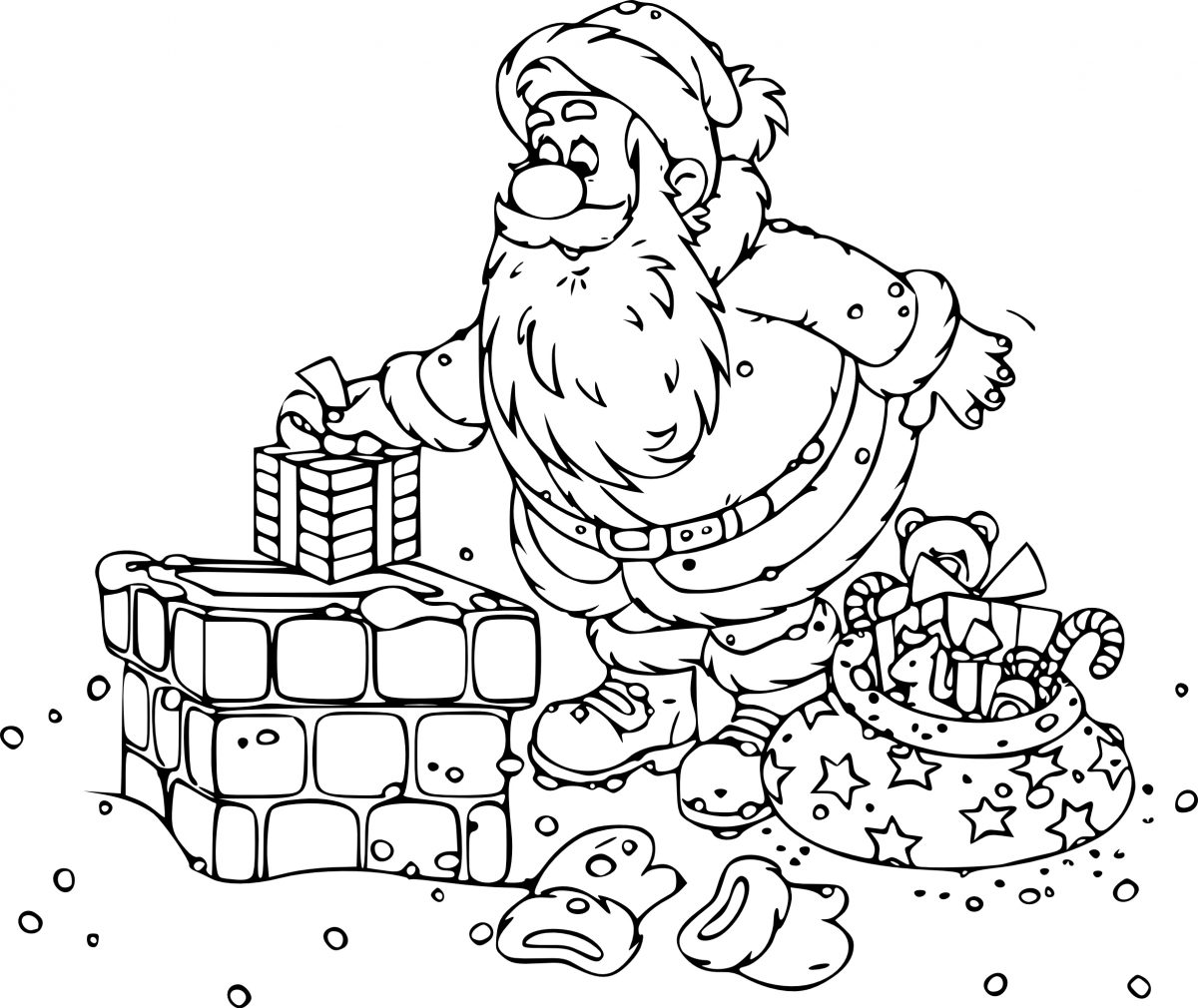 Coloriage Du Père Noël Sur Le Toit À Imprimer Sur intérieur Père Noel Dessin