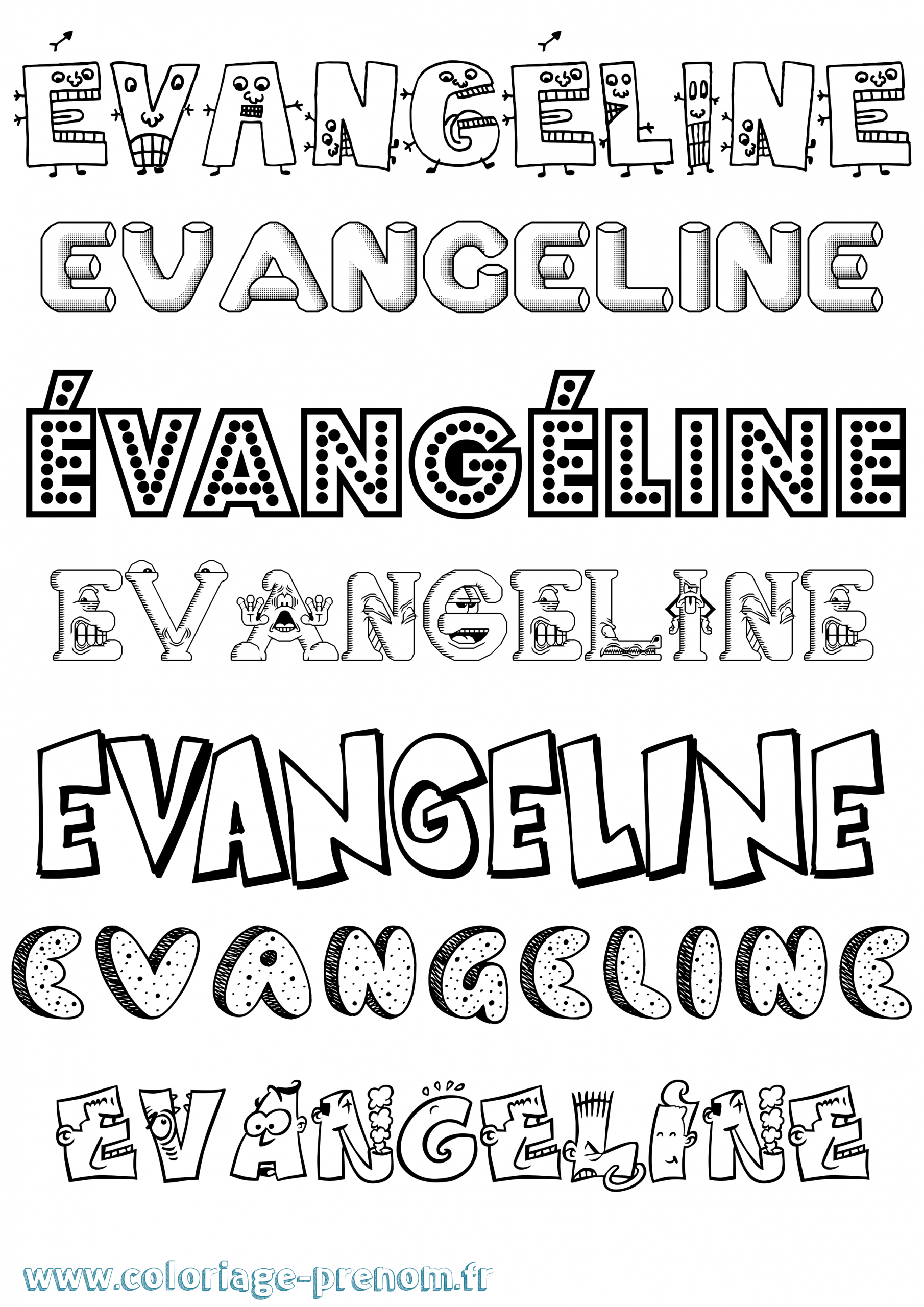 Coloriage Du Prénom Évangéline : À Imprimer Ou Télécharger avec Coloriage De Prenom