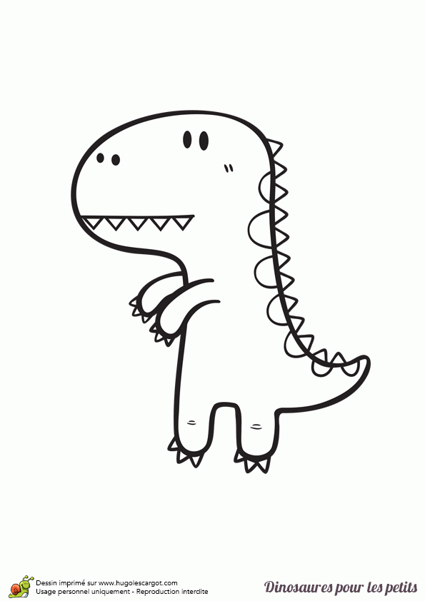 Coloriage D'Un Dinosaure Pour Les Petits, Un T-Rex Facile destiné Dessin Pour Les Petit