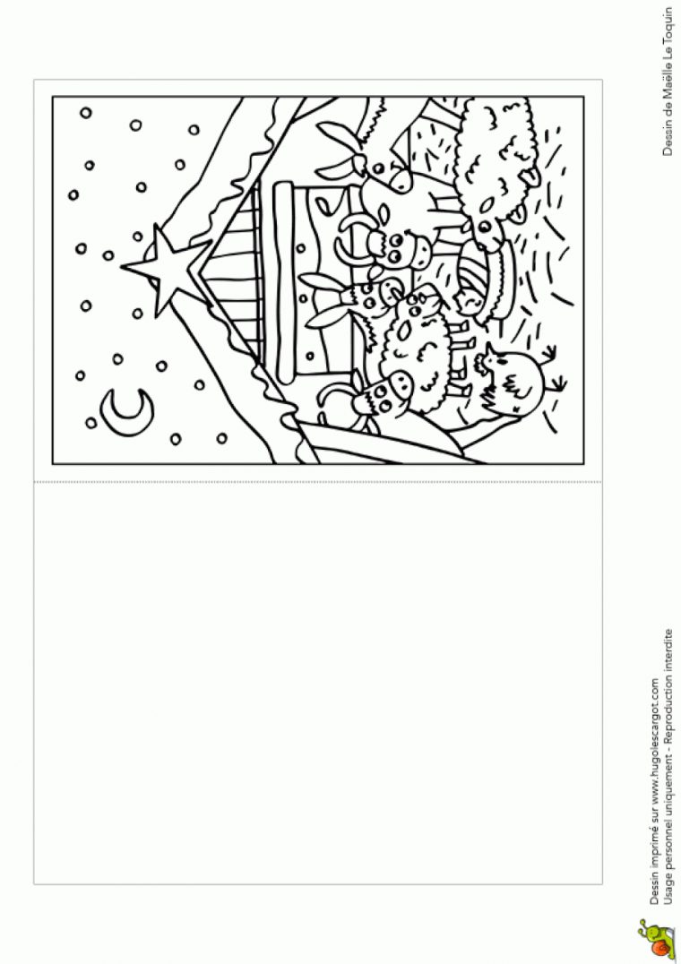 Coloriage D'Une Carte Avec Dessin De Crèche pour Image Creche De Noel A Imprimer