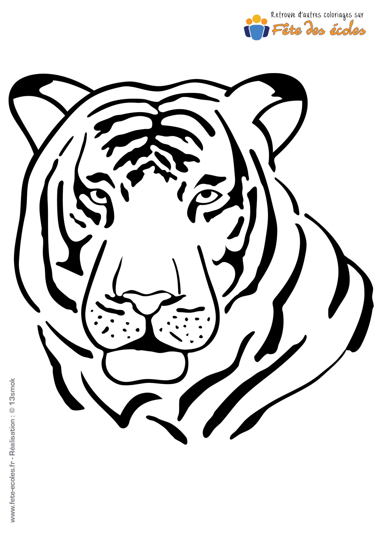 Coloriage D'Une Tête De Tigre à Coloriage Tigre