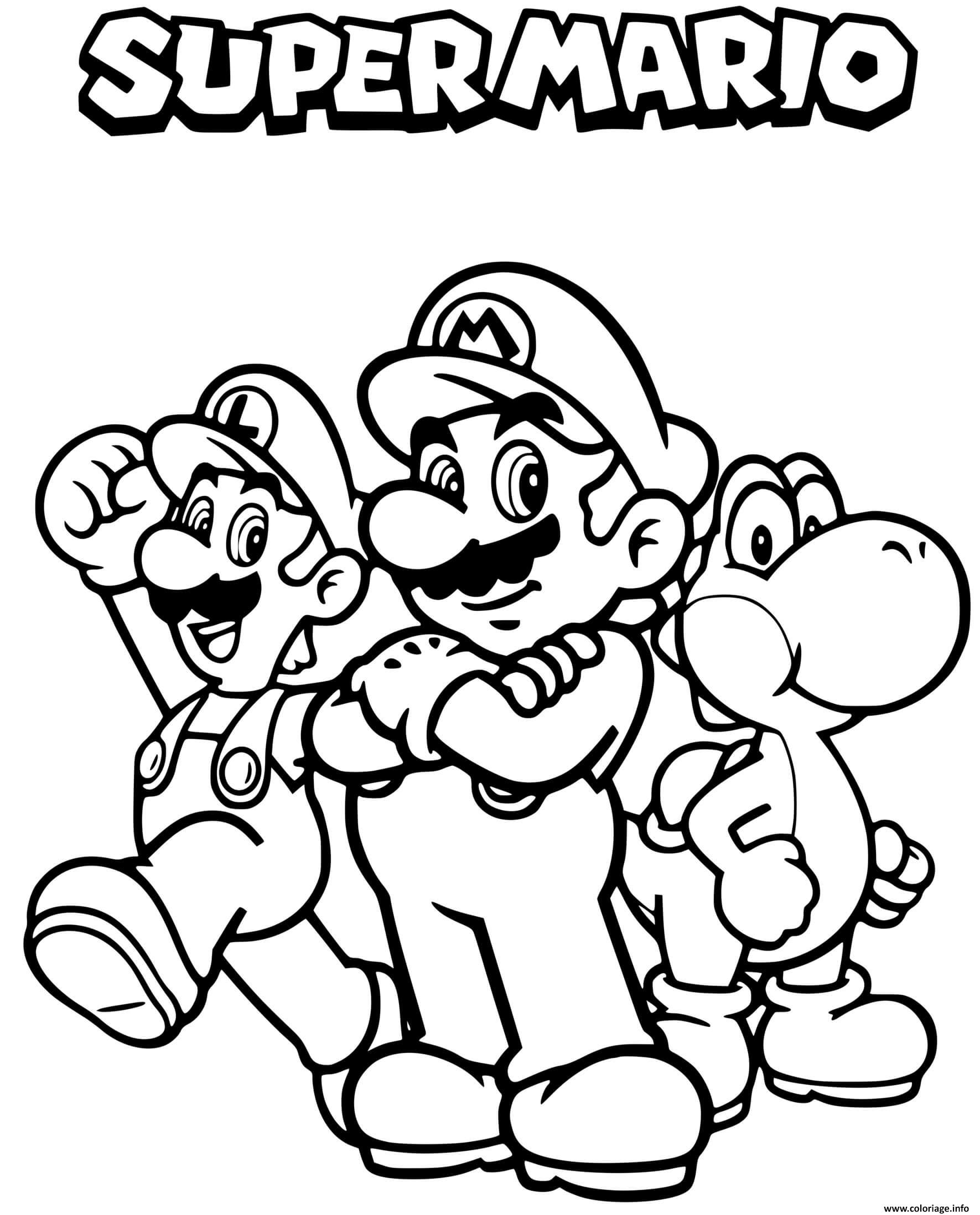 Coloriage Equipe De Tonerre Mario Luigi Yoshi - Jecolorie serapportantà Dessin A Imprimer Mario Et Luigi 