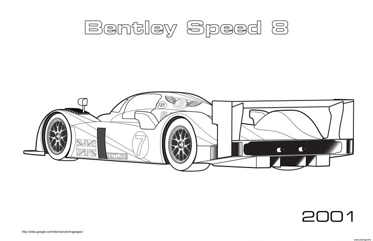 Coloriage F1 Bentley Speed 8 2001 Dessin Voiture De Course avec Coloriage Voiture De Course