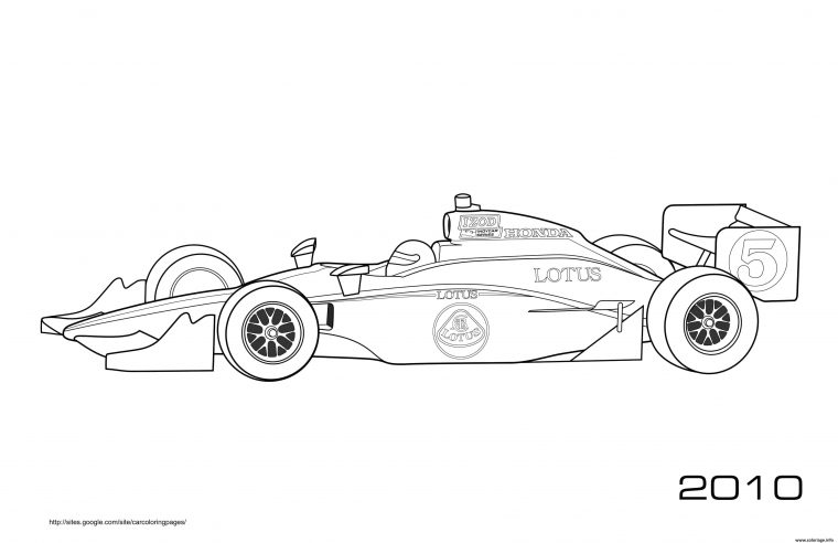 Coloriage F1 Honda Lotus 2010 Dessin Voiture De Course À dedans Coloriage Voiture De Course