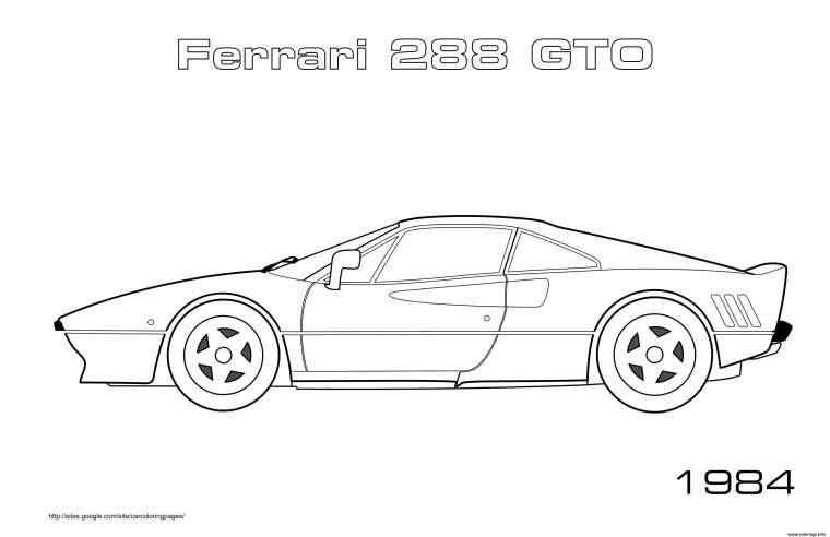 Coloriage Ferrari 288 Gto 1984 Dessin Voiture De Course À à Coloriage De Bugatti