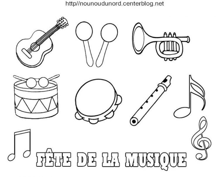 Coloriage Fete De La Musique  Coloriage Instrument De à Notes De Musique À Imprimer