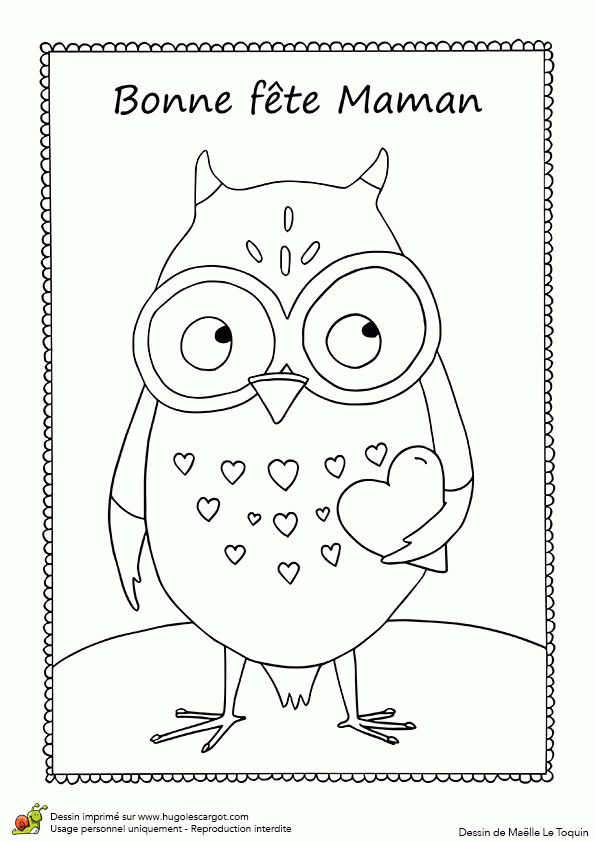 Coloriage Fête Des Mères, Coucou Monsieur Hibou à Dessin De Fete A Imprimer