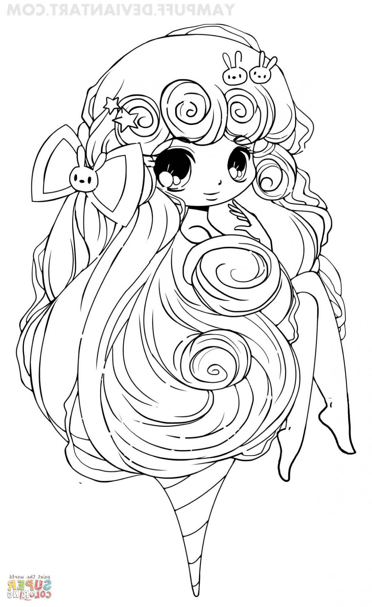 Coloriage Fille Chibi Barbe À Papa En 2020  Coloriage concernant Coloriage Fille Manga