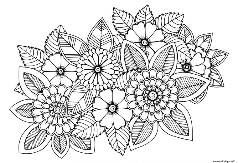 Coloriage Fleurs Adultes intérieur Fleur À Colorier