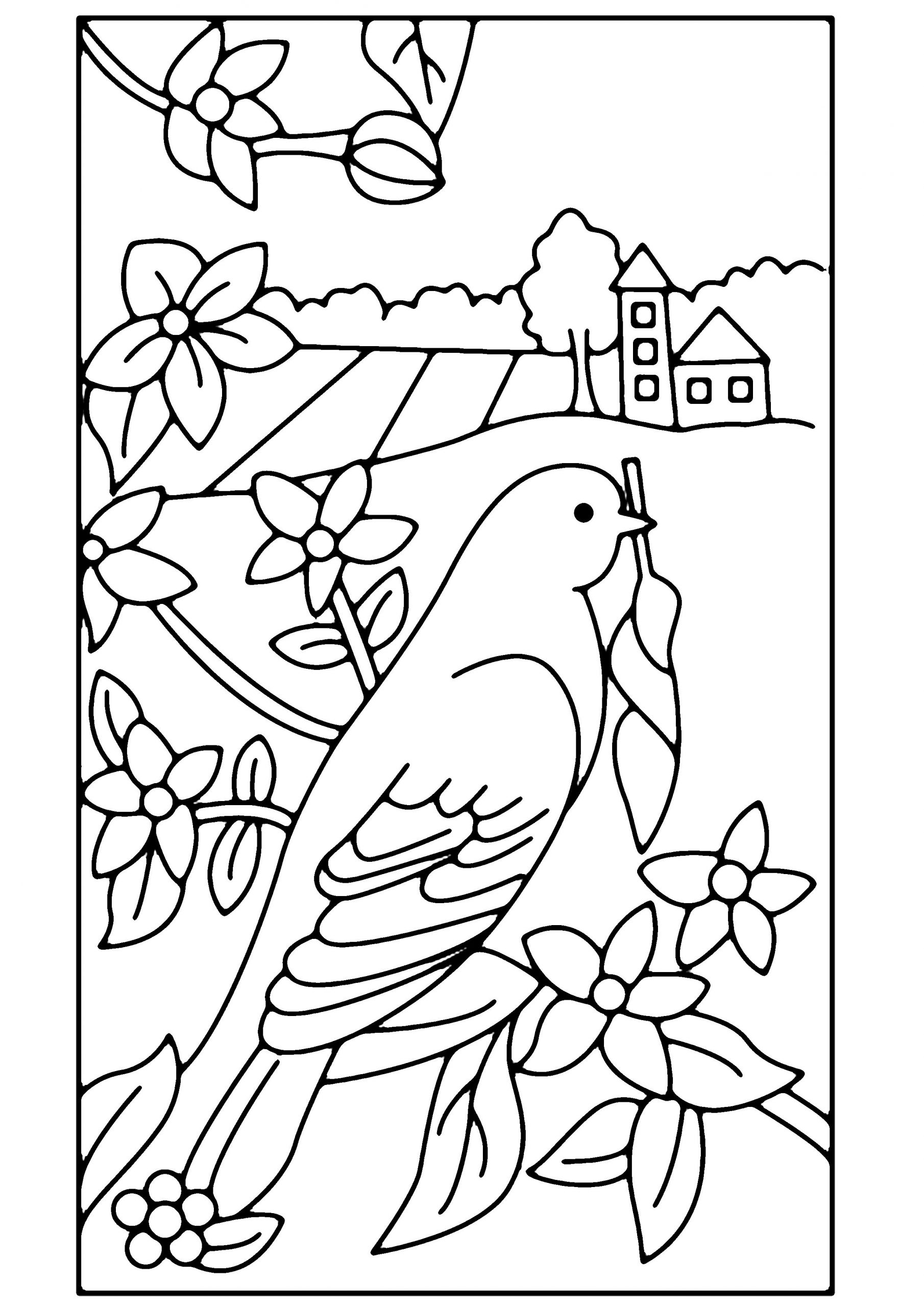 Coloriage - Fleurs, Fruits Et Légumes : Fleurs Et Oiseau concernant Coloriage Fleur Et Papillon A Imprimer 
