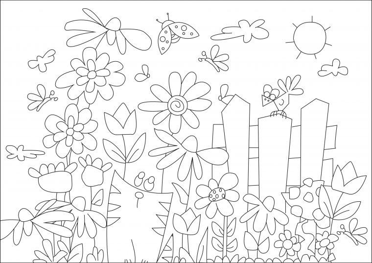 Coloriage Fleurs Printemps pour Coloriage De Printemps