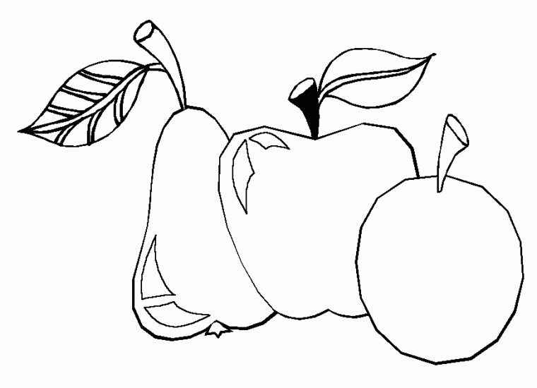 Coloriage Fruits : Pomme, Poire, Prune intérieur Coloriage Pomme